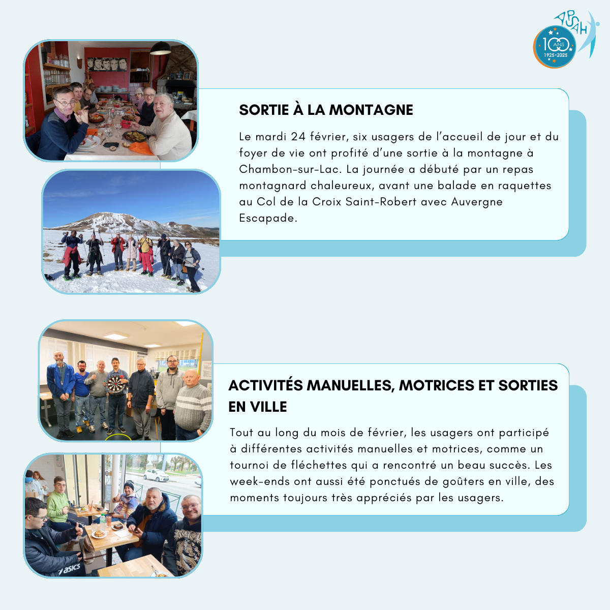 Sortie &agrave; la montagne et activit&eacute;s manuelles, motrices et sorties en ville