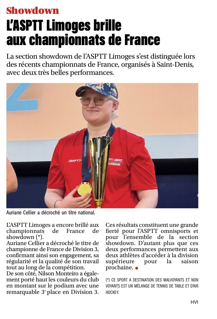 L'ASPTT Limoges brille aux championnats de France de showdown.