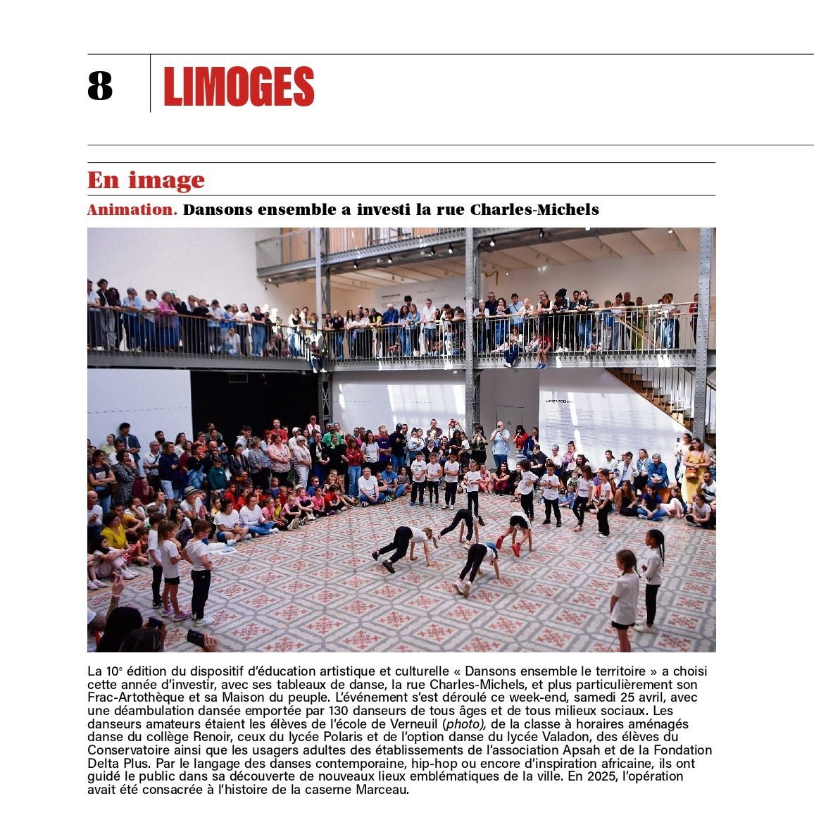 Article du Populaire du Centre - Les usagers de l�EANM sur sc&egrave;ne pour &laquo; Dansons ensemble &raquo;