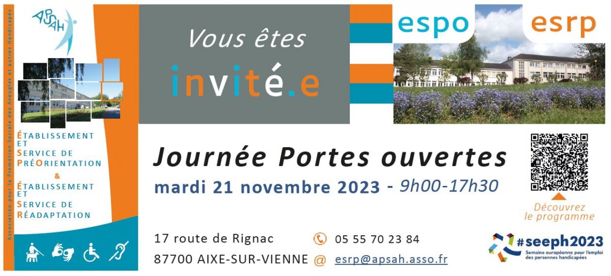 Invitation journée postes ouvertes ESRP-ESPO de l'APSAH mardi 21 novembre 2023