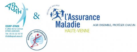 Logo ESRP-IFMK de l'APSAH, CPAM et masseur-kinésithérapeute